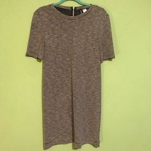 H&M edgy black striped 1/4 sleeve dress, size 12